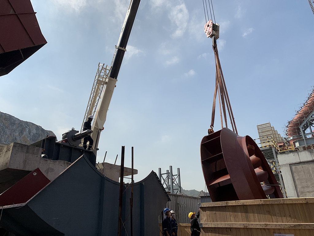 Installing bucket elevator, fans - Line 3