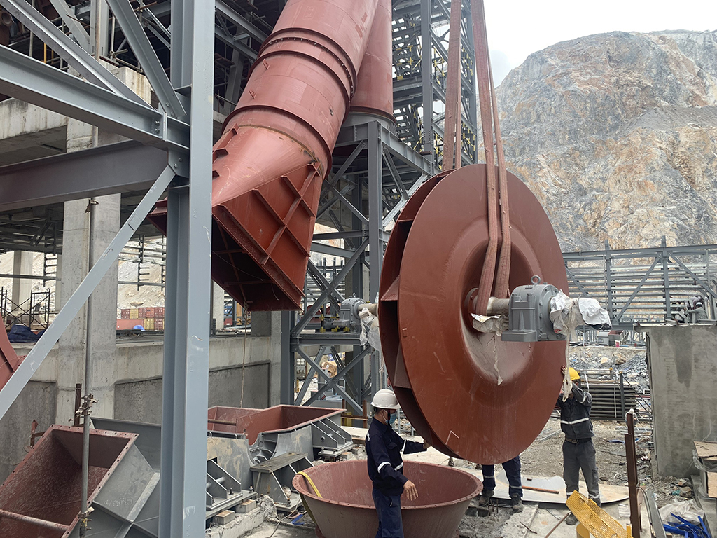 Installing bucket elevator, fans - Line 3